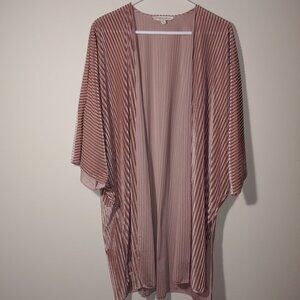 Alchemy Thread Boho Burnout Ribbed Velvet Kimono Open Front Cardigan Sz XL Mauve